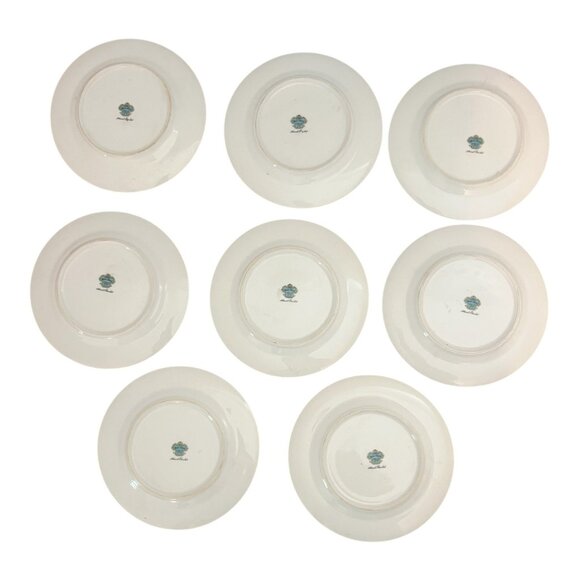 Vintage Meito China Arbor 6.5" Hand Painted Bread & Butter Plates Japan Set Of 8 - Picture 2 of 6